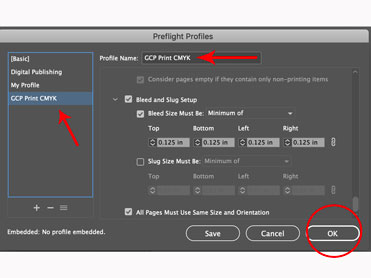 InDesign Preflight Profile for CCP Print CMYK